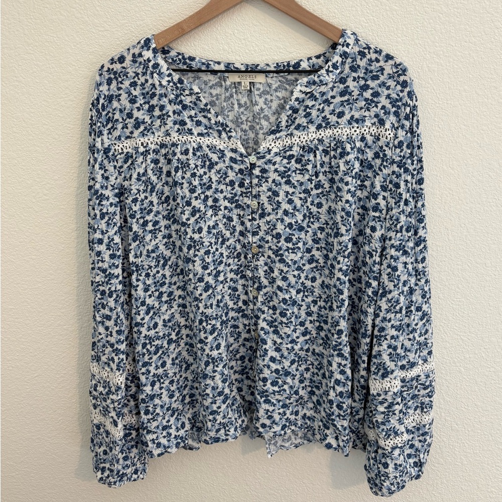 Angels Navy and White Floral Blouse